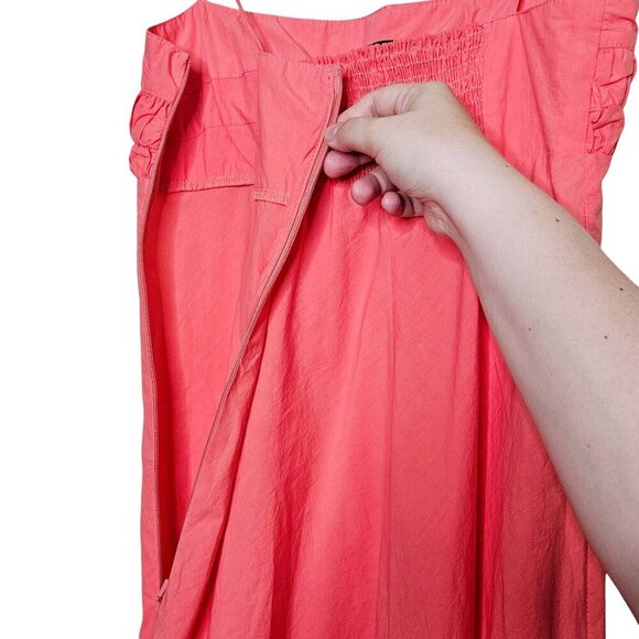 Ciao Lucia Nera Grapefruit Pink Cotton Square Neck Midi Dress Size XS - Picture 7 of 11